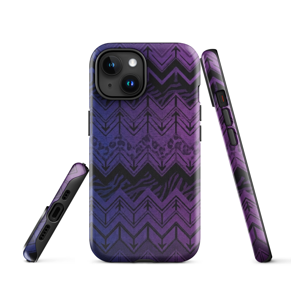 Purple to Blue Chevron Zebra & Leopard Print Tough Case for iPhone®