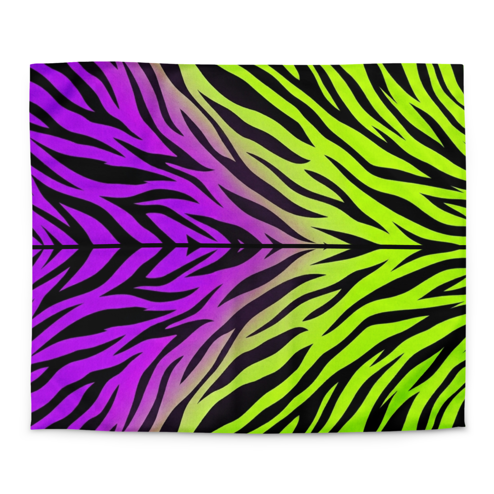 Neon Green and Purple Zebra Print y2k Microfiber Duvet Cover