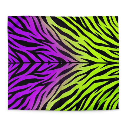 Neon Green and Purple Zebra Print y2k Microfiber Duvet Cover