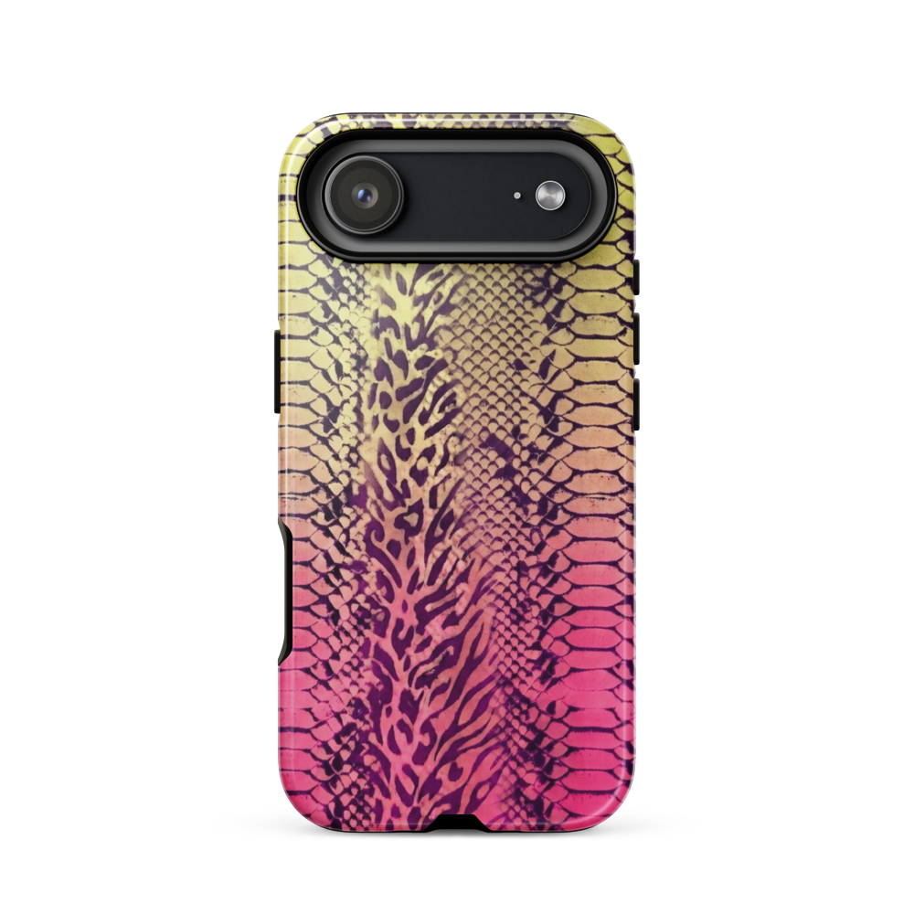 Yellow & Pink Snake Skin & Leopard Print Tough Case for iPhone®