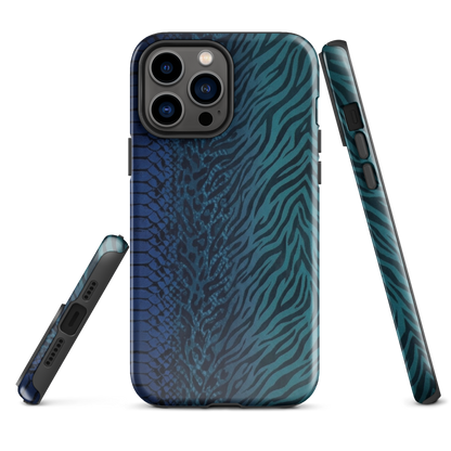 Blue & Teal Snake Skin Zebra & Leopard Print Tough Case for iPhone®