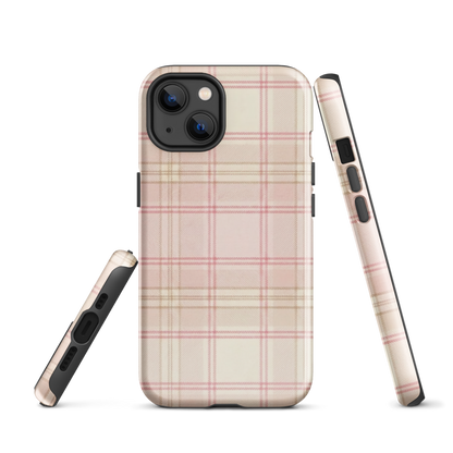 Pink & Cream Plaid Coquette Print Tough Case for iPhone®