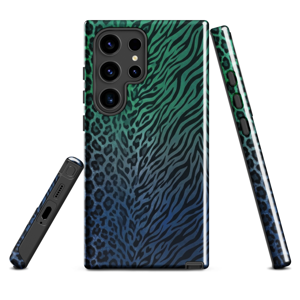 Blue to Teal Zebra & Leopard Print Tough Case for Samsung