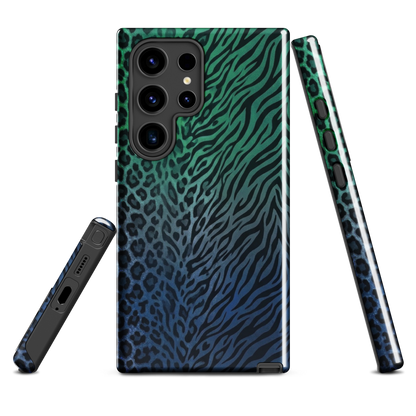 Blue to Teal Zebra & Leopard Print Tough Case for Samsung