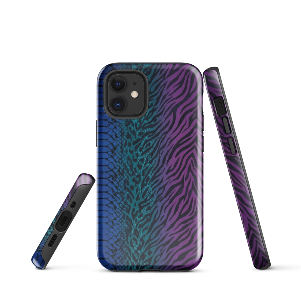 Blue to Purple Dark Snake Zebra & Leopard Print Tough Case for iPhone®
