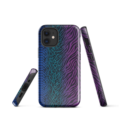 Blue to Purple Dark Snake Zebra & Leopard Print Tough Case for iPhone®