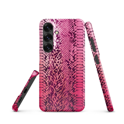 Neon Pink Snake Skin & Leopard Print Snap Case for Samsung