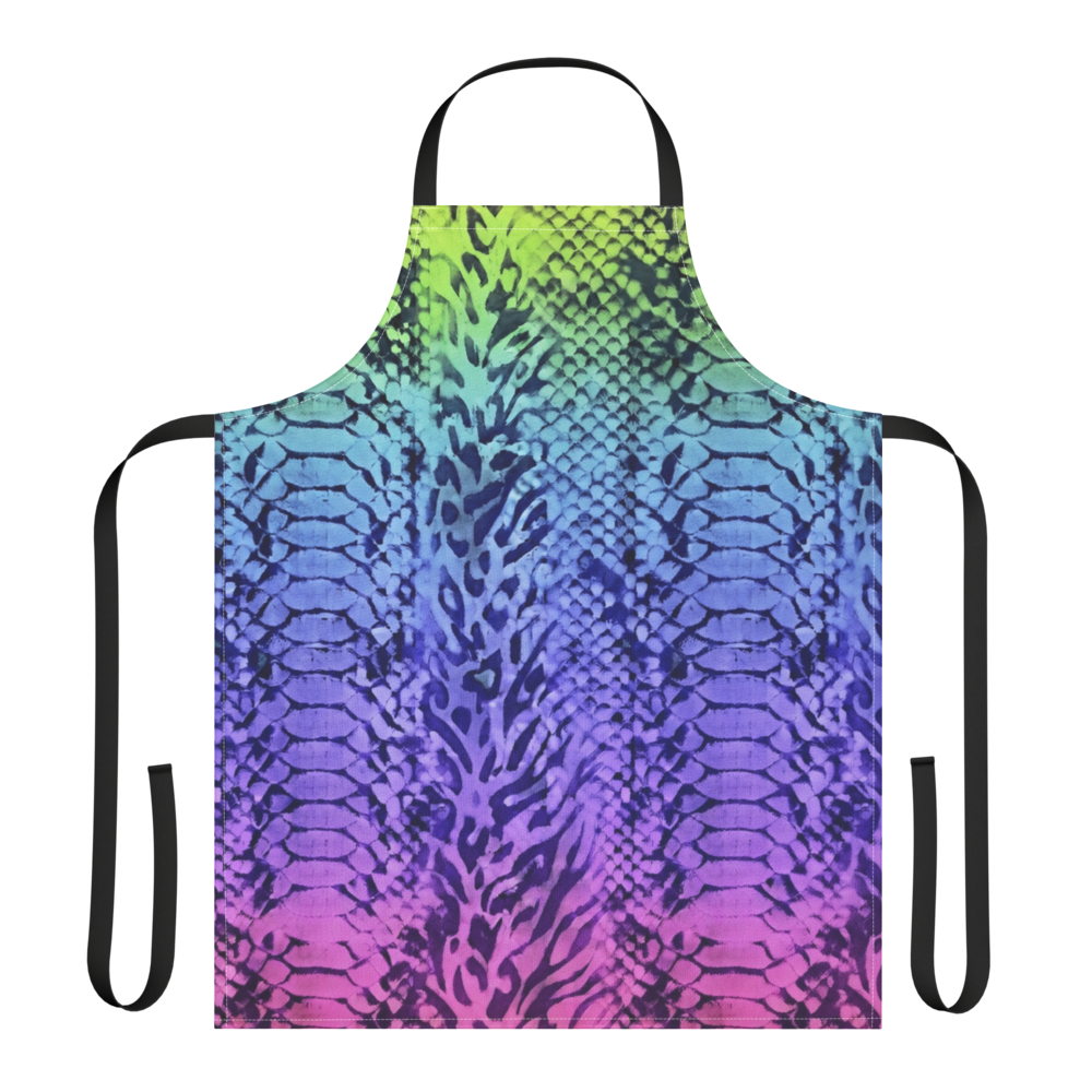 Neon Rainbow Snake & Leopard Print Strap Apron