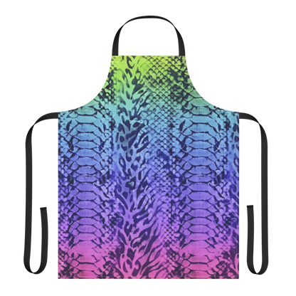 Neon Rainbow Snake & Leopard Print Strap Apron