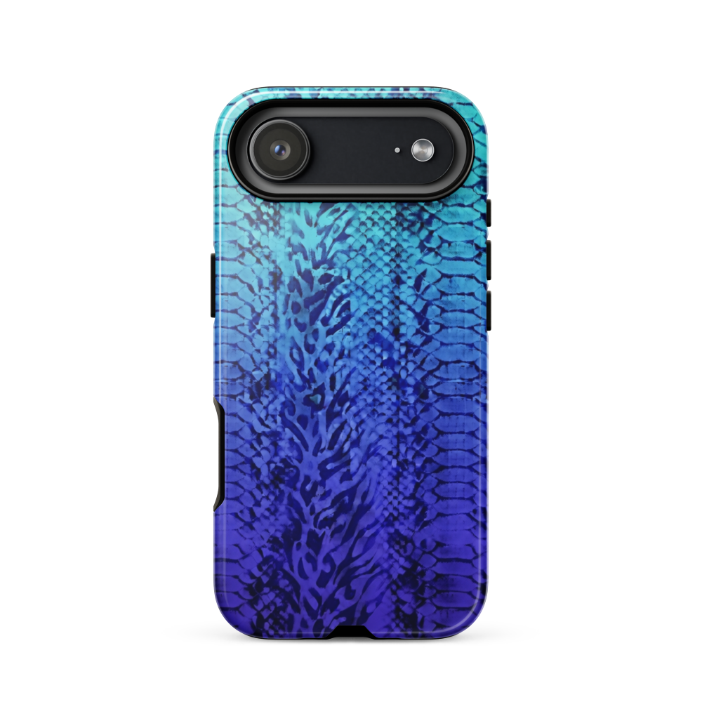 Vibrant Blue Snake & Leopard Print Tough Case for iPhone®