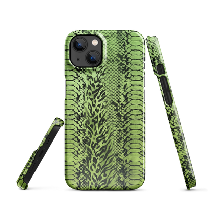 Green Snake Leopard & Zebra Print Snap Case for iPhone