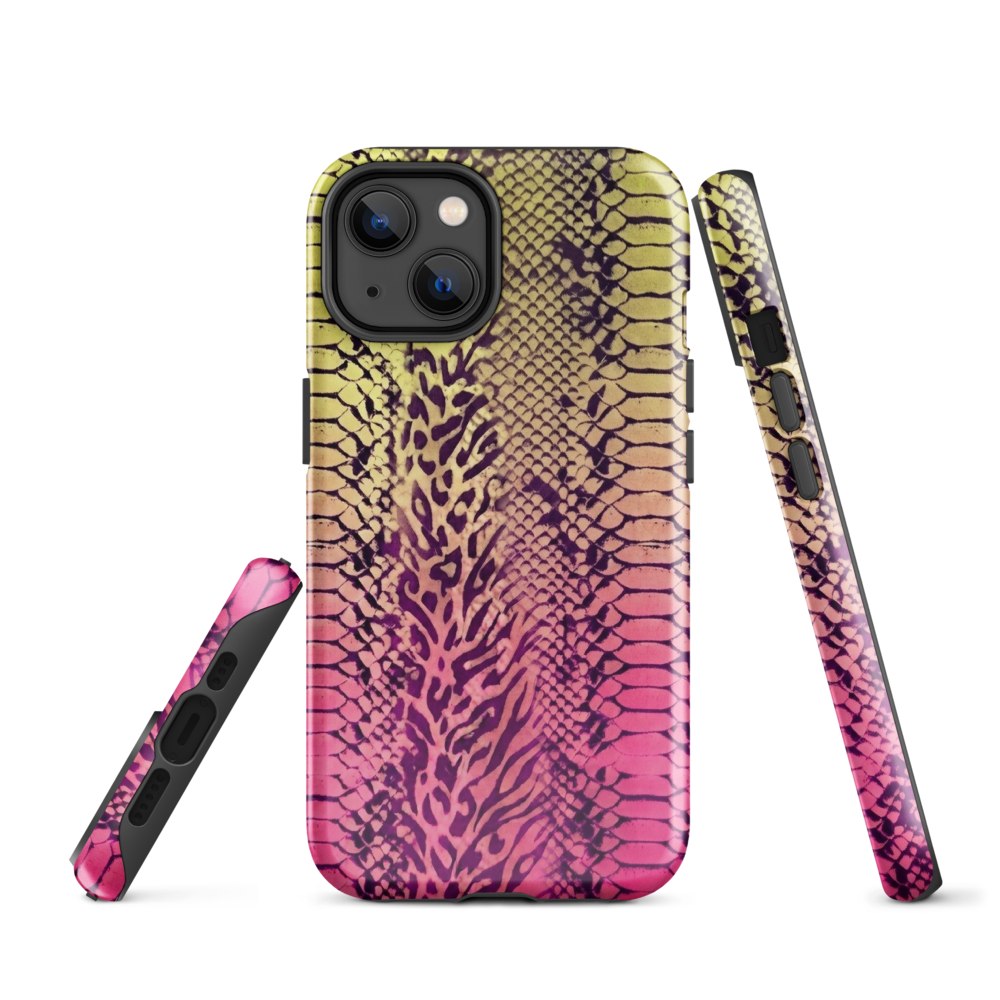 Yellow & Pink Snake Skin & Leopard Print Tough Case for iPhone®