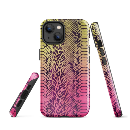 Yellow & Pink Snake Skin & Leopard Print Tough Case for iPhone®