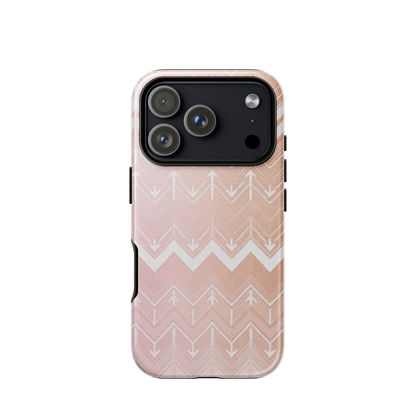 Rose & Brown Chevron Pattern Tough Case for iPhone®