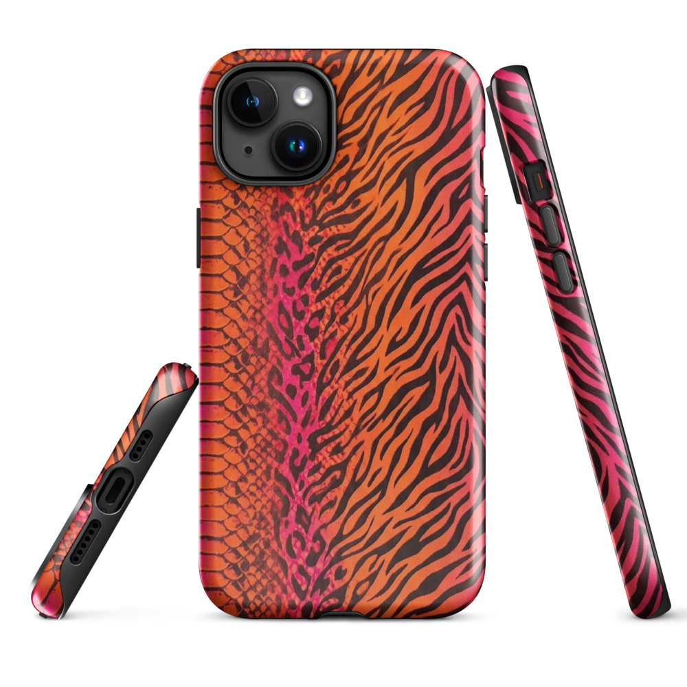 Sunset Orange & Pink Snake Skin Zebra & Leopard Print Tough Case for iPhone®