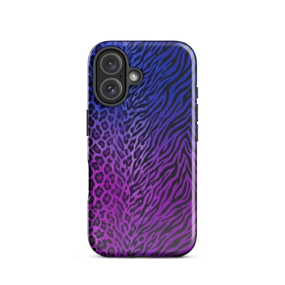 Purple to Blue Zebra & Leopard Print Tough Case for iPhone®