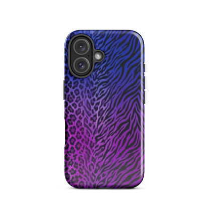 Purple to Blue Zebra & Leopard Print Tough Case for iPhone®
