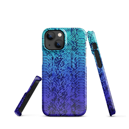 Vibrant Blue Snake Skin & Leopard Print Snap Case for iPhone