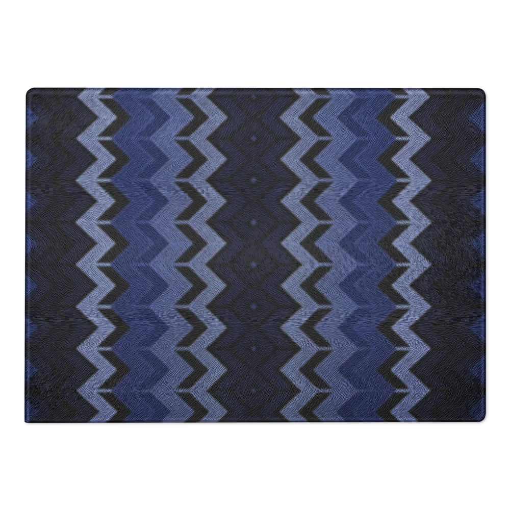 Classic Blue Chevron Pattern Glass Cutting & Charcuterie Board