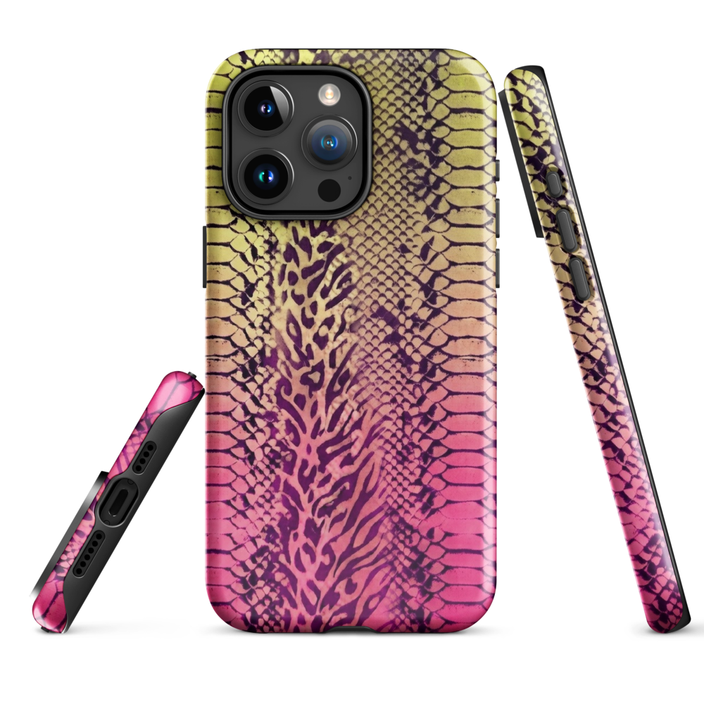 Yellow & Pink Snake Skin & Leopard Print Tough Case for iPhone®