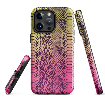 Yellow & Pink Snake Skin & Leopard Print Tough Case for iPhone®