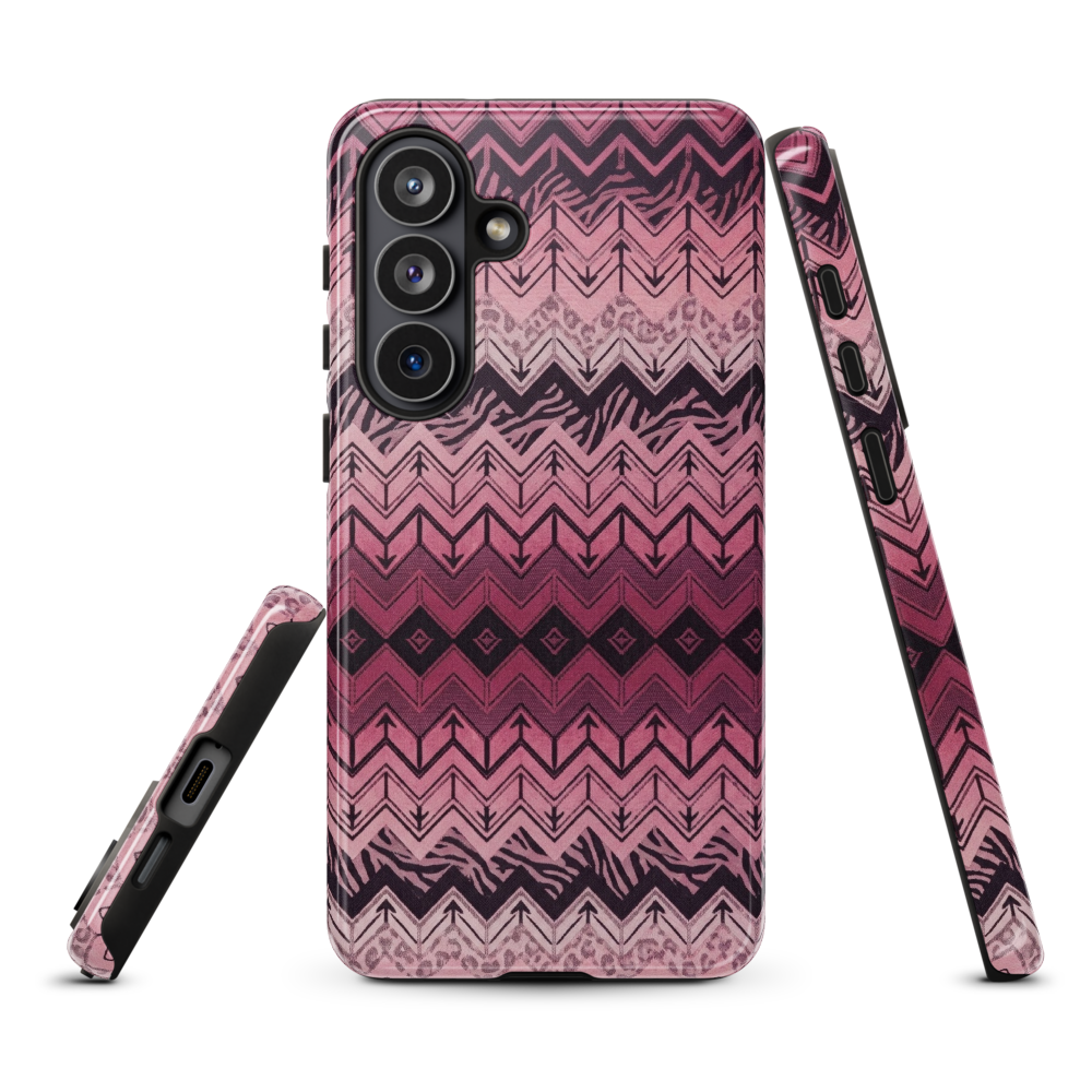 Pink Chevron Pattern Leopard & Zebra Print Tough Case for Samsung