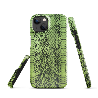 Green Snake Leopard & Zebra Print Snap Case for iPhone