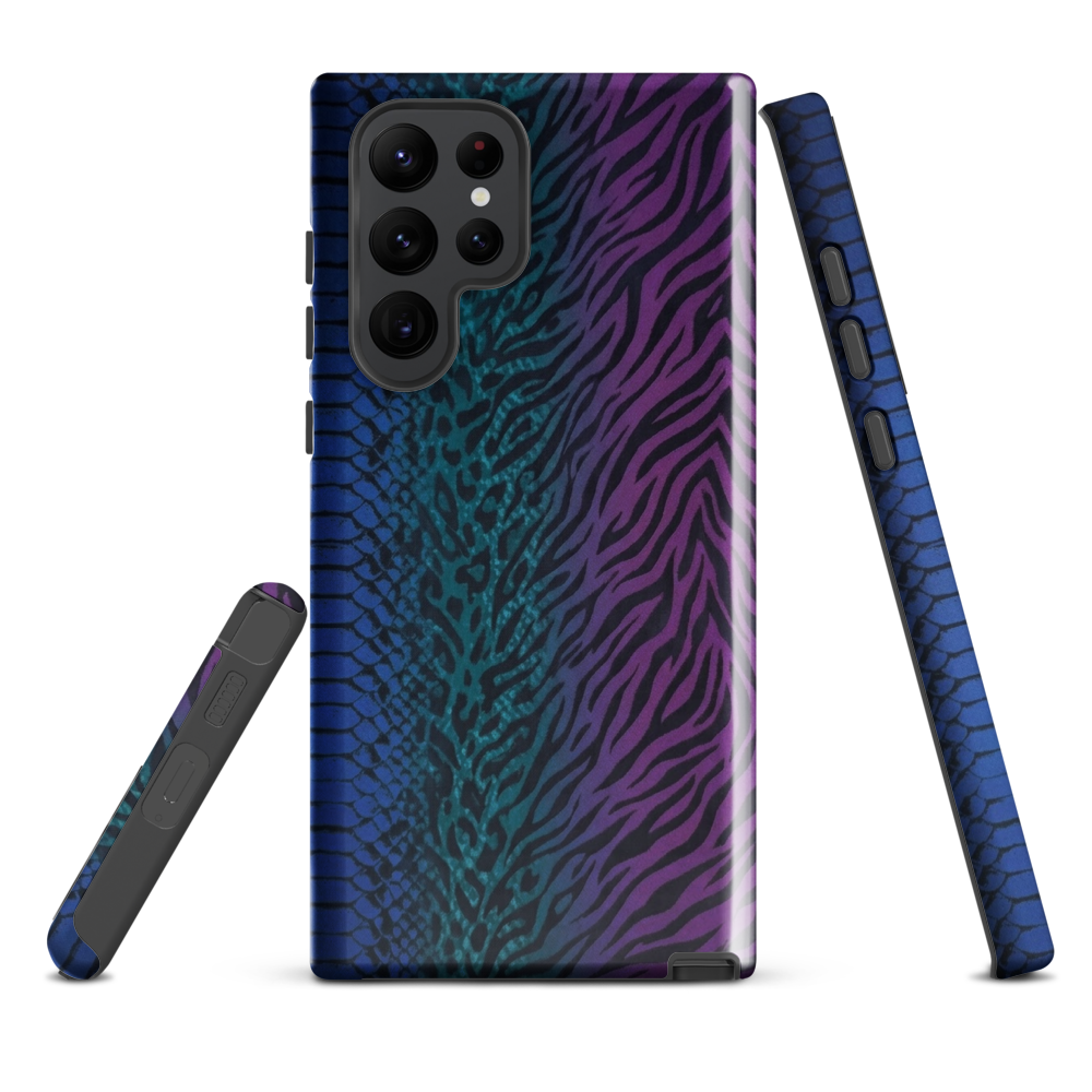 Blue to Purple Dark Snake Zebra & Leopard Print Tough Case for Samsung