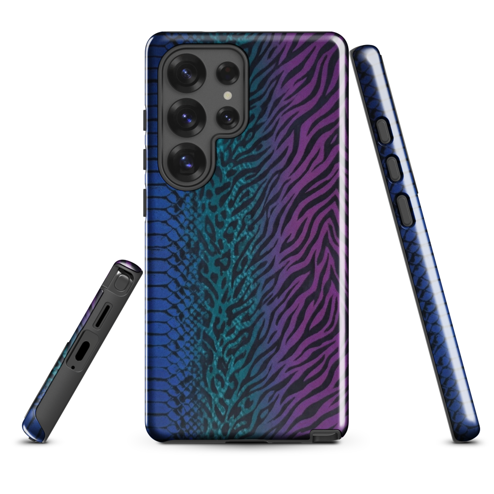 Blue to Purple Dark Snake Zebra & Leopard Print Tough Case for Samsung