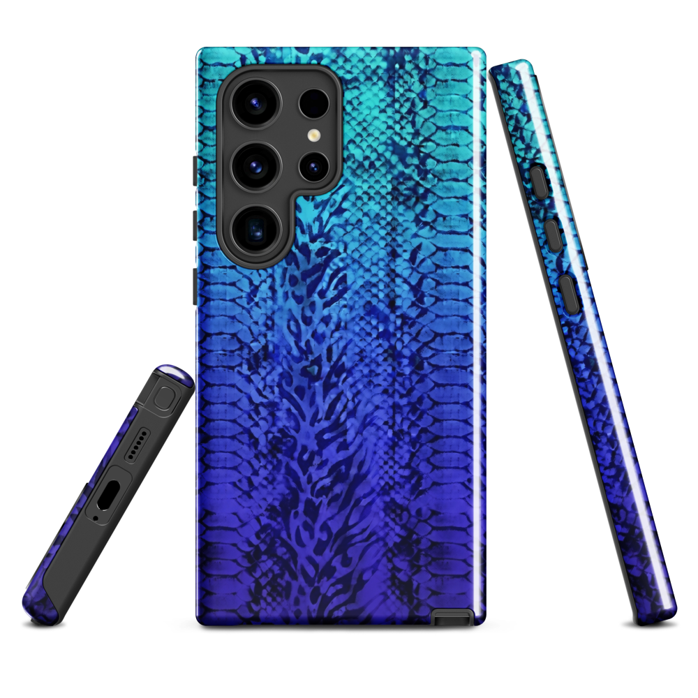 Vibrant Blue Snake & Leopard Print Tough Case for Samsung