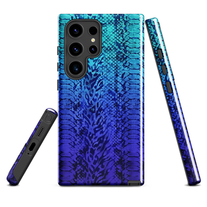 Vibrant Blue Snake & Leopard Print Tough Case for Samsung