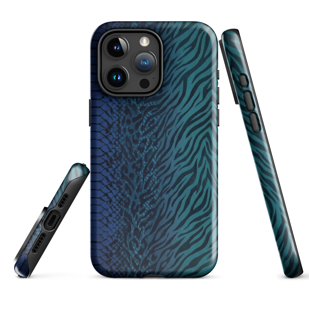 Blue & Teal Snake Skin Zebra & Leopard Print Tough Case for iPhone®