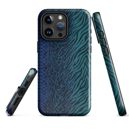 Blue & Teal Snake Skin Zebra & Leopard Print Tough Case for iPhone®