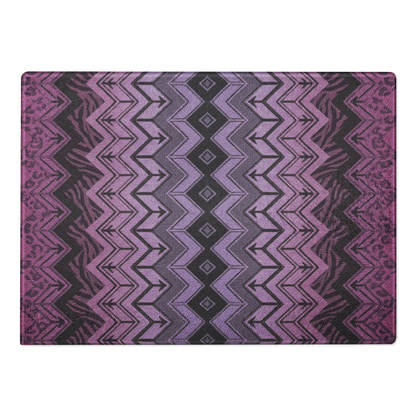 Purple Zebra & Leopard Print Special Edition Chevron Pattern Glass Cutting Board