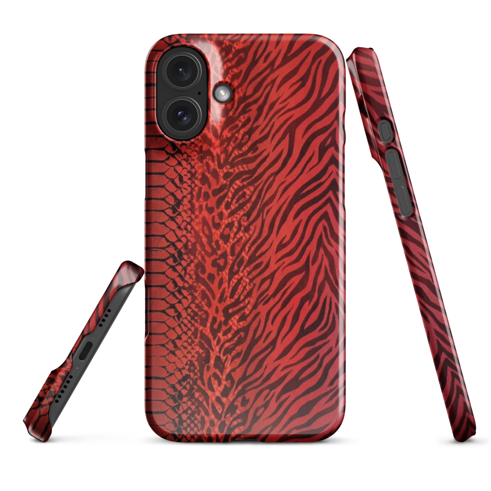 Red Zebra Snake & Leopard Print Snap Case for iPhone