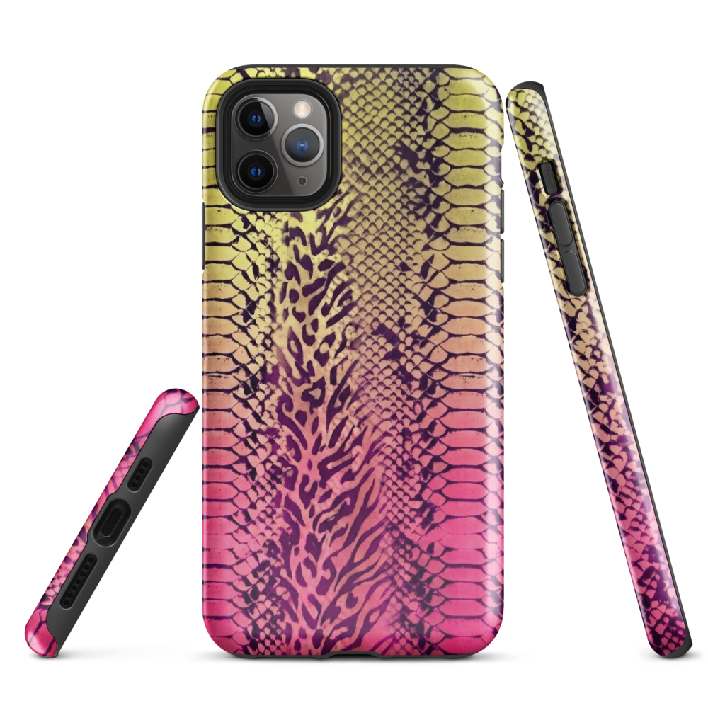 Yellow & Pink Snake Skin & Leopard Print Tough Case for iPhone®