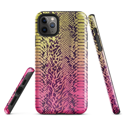 Yellow & Pink Snake Skin & Leopard Print Tough Case for iPhone®