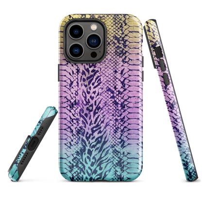 Faded Rainbow Snake Skin Zebra & Leopard Print Tough Case for iPhone®
