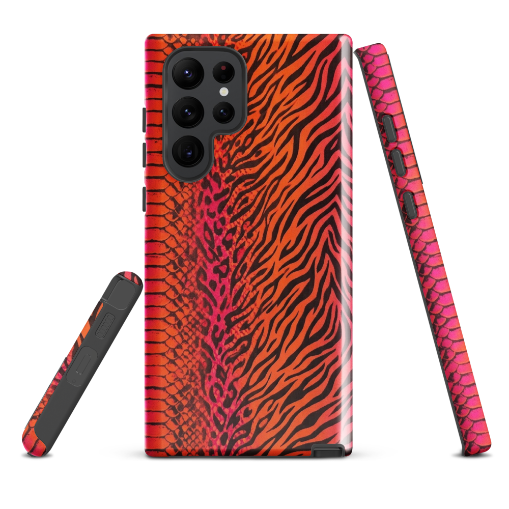 Sunset Orange & Pink Snake Skin Leopard & Zebra Print Tough Case for Samsung