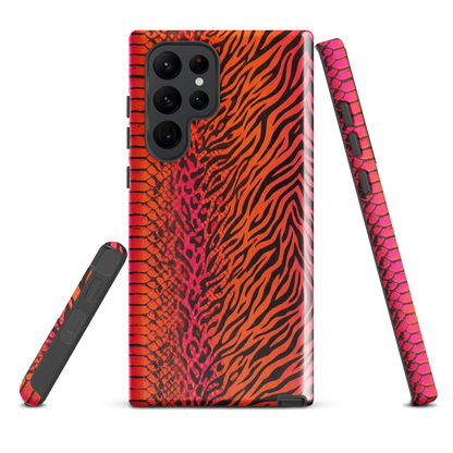 Sunset Orange & Pink Snake Skin Leopard & Zebra Print Tough Case for Samsung