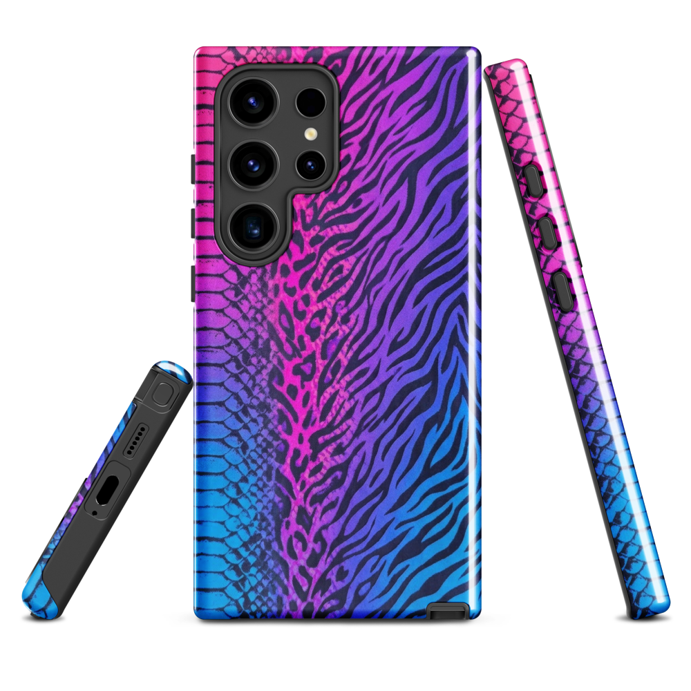 Hot Pink & Blue Snake Skin Zebra & Leopard Print Tough Case for Samsung
