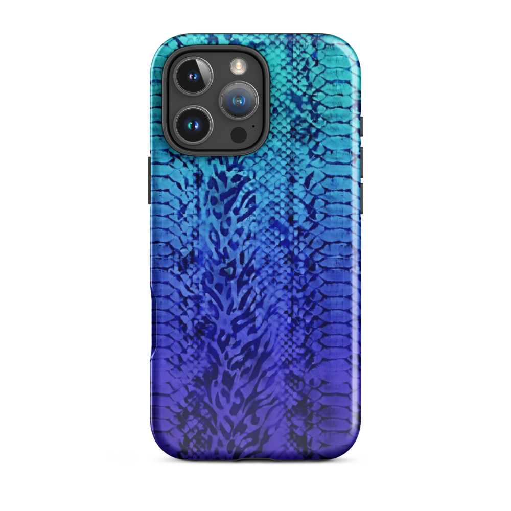 Vibrant Blue Snake & Leopard Print Tough Case for iPhone®