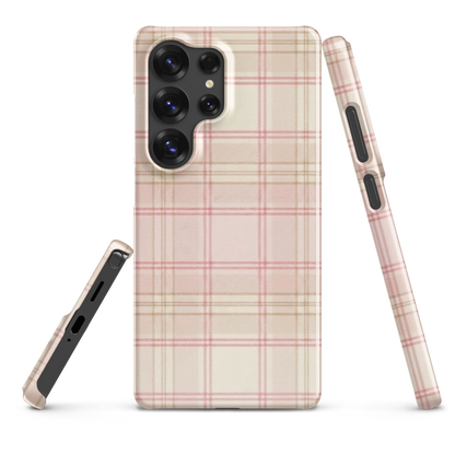 Pink & Cream Plaid Coquette Print Snap Case for Samsung