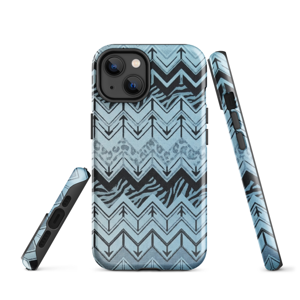 Blue Chevron Zebra & Leopard Print Tough Case for iPhone®