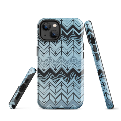 Blue Chevron Zebra & Leopard Print Tough Case for iPhone®