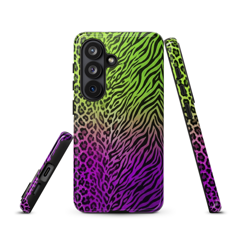 Neon Green & Purple Zebra & Leopard Print Tough Case for Samsung
