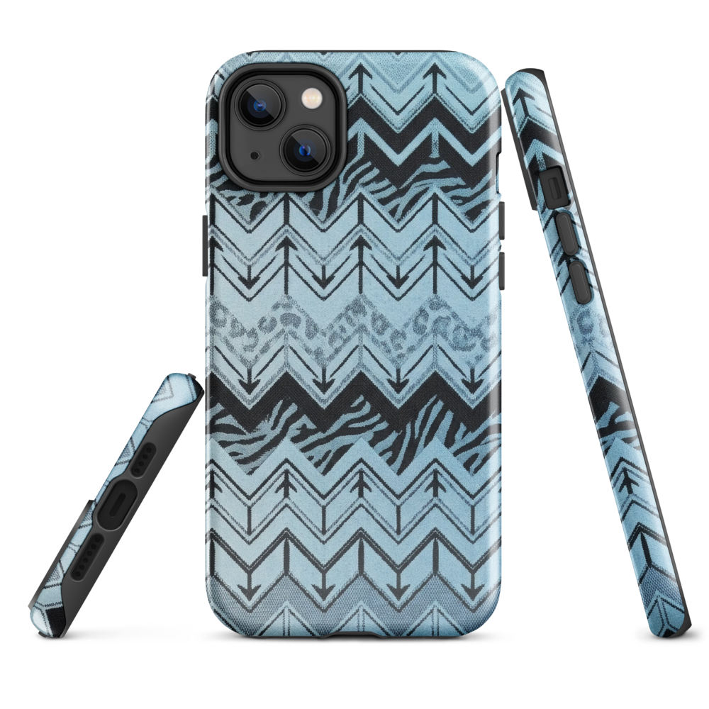 Blue Chevron Zebra & Leopard Print Tough Case for iPhone®