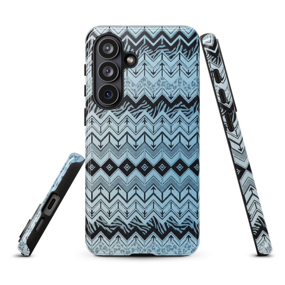 Blue Chevron Pattern Leopard & Zebra Print Tough Case for Samsung