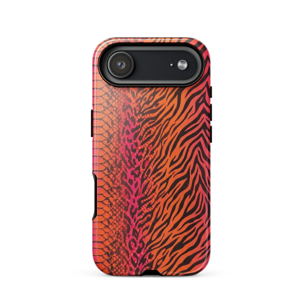 Sunset Orange & Pink Snake Skin Zebra & Leopard Print Tough Case for iPhone®