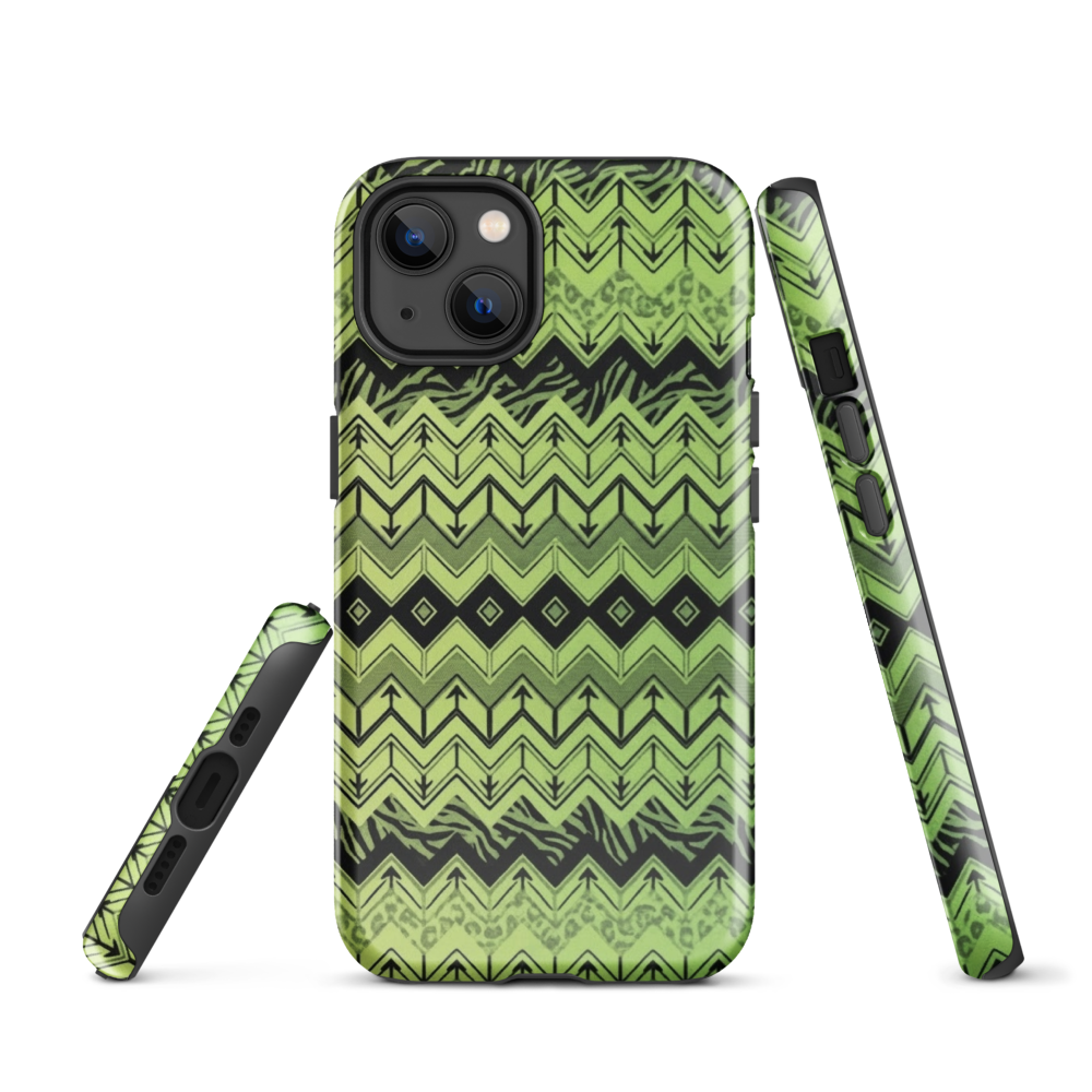 Lime Green Chevron Zebra & Leopard Print Tough Case for iPhone®
